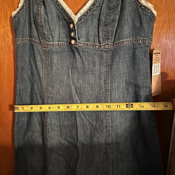 Ladies Ralph Lauren Denim Spaghetti Strap Dress with Lace Trim Size 4 - Picture 6 of 7